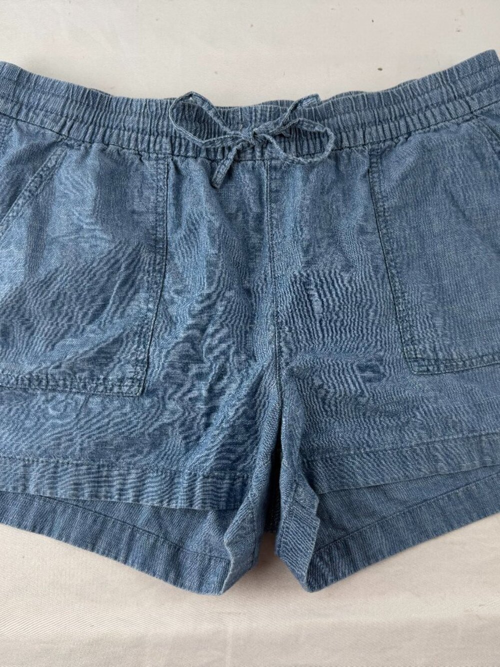 J.Crew Chambray Pull On Shorts Womens Medium Blue Drawstring Casual Beach